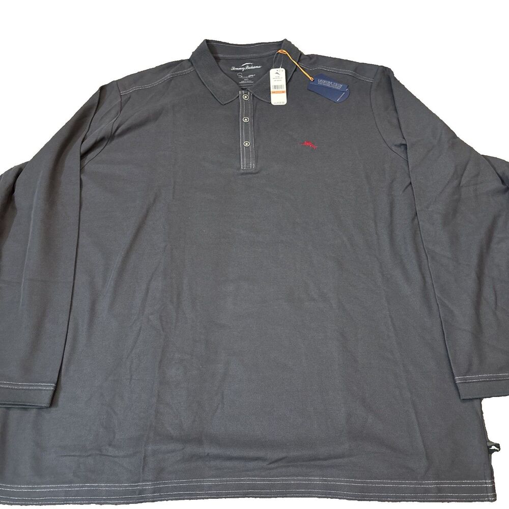 NEW Tommy Bahama Long Sleeve Emfielder Supima Tech Polo Size Mens 3XT Grey NWT